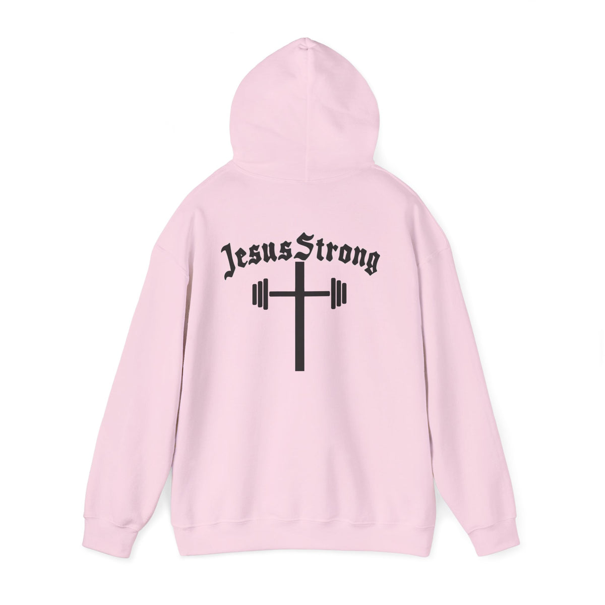 Jesus Strong Hoodie — Cross & Barbell Faith Workout Pullover