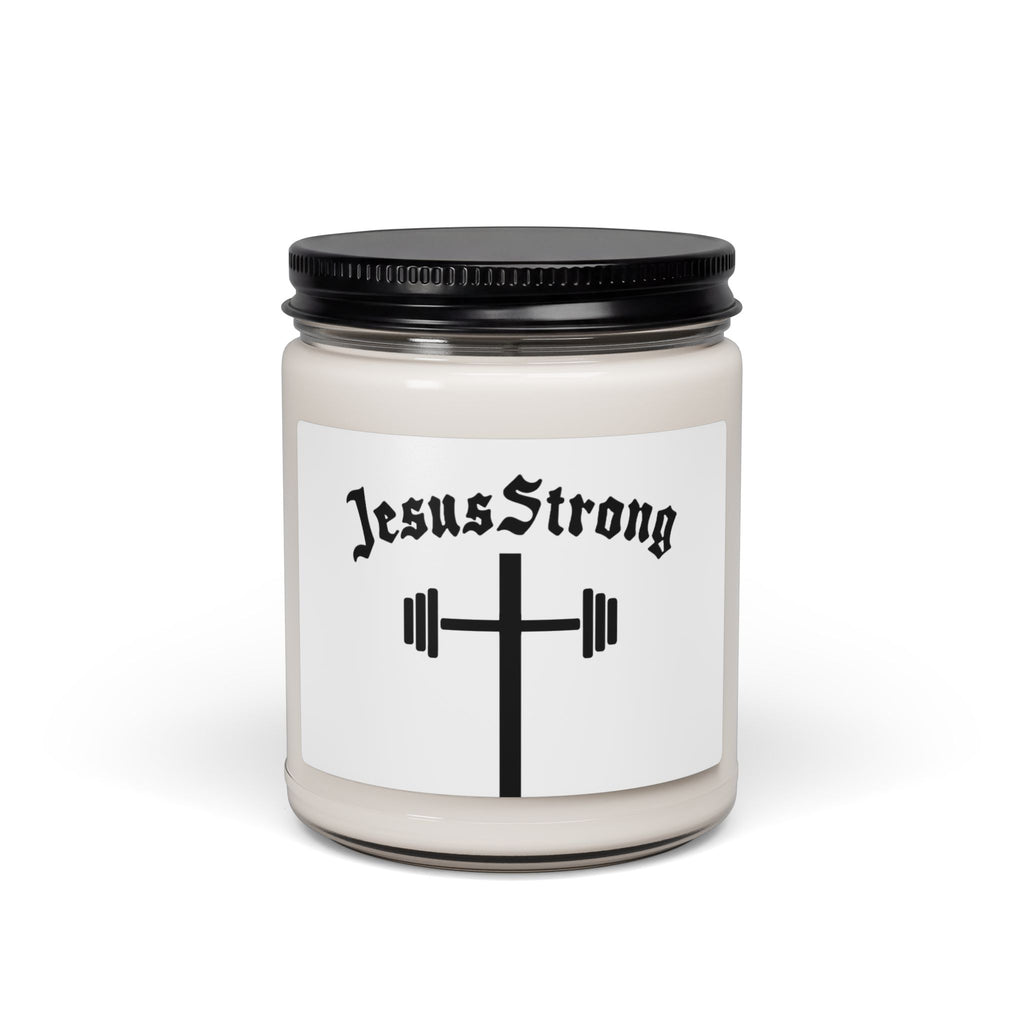Jesus Strong Cross with Barbell Candle | Scented Soy 9oz