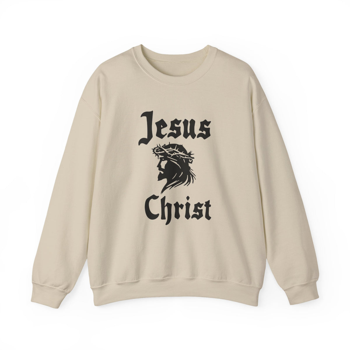 Jesus Christ Crewneck Sweatshirt — Crown of Thorns Graphic Religious Pullover