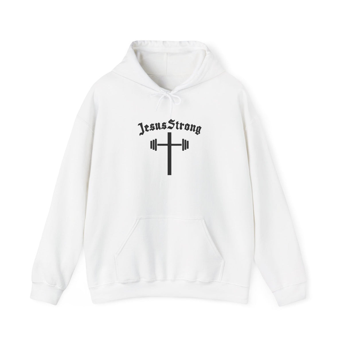 JesusStrong cross with barbell Hoodie | Christian faith workout sweatshirt