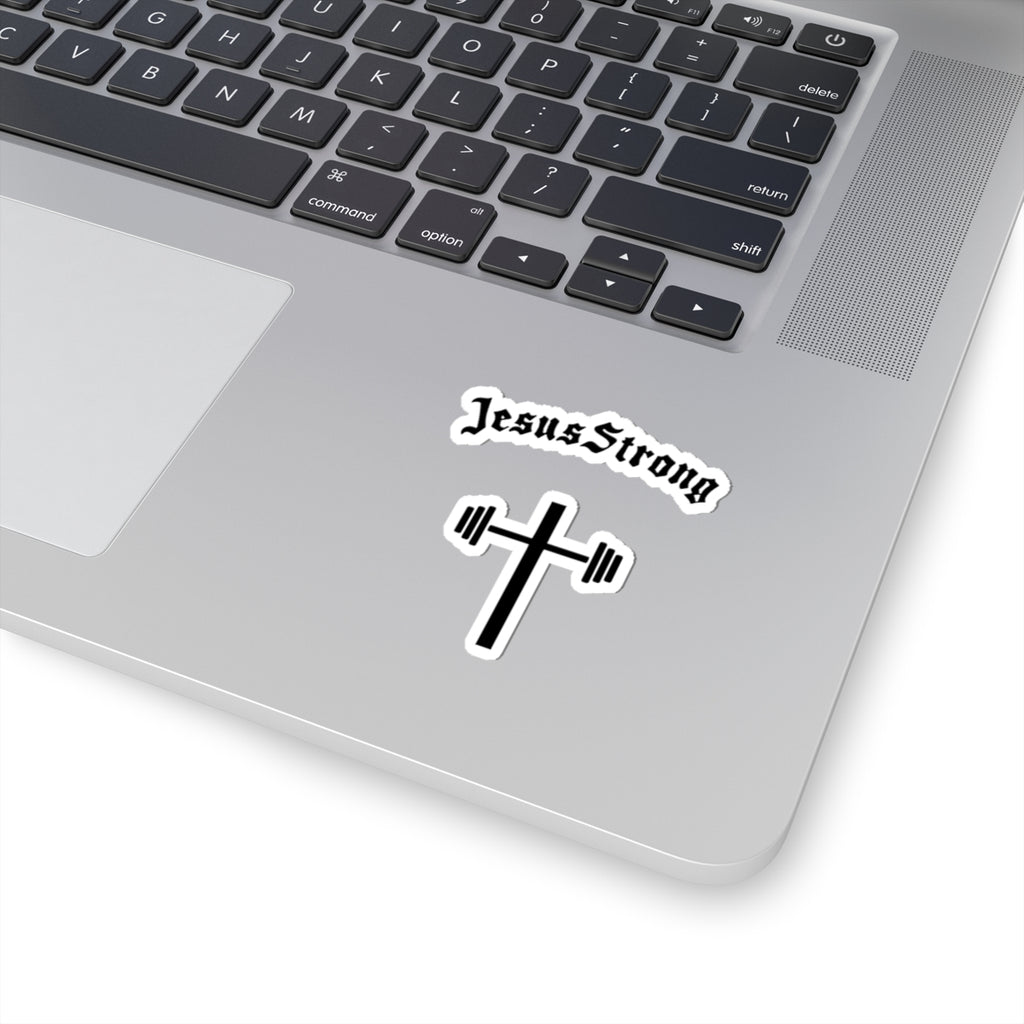 JesusStrong Cross with Barbell Sticker | Kiss-Cut Vinyl Decal
