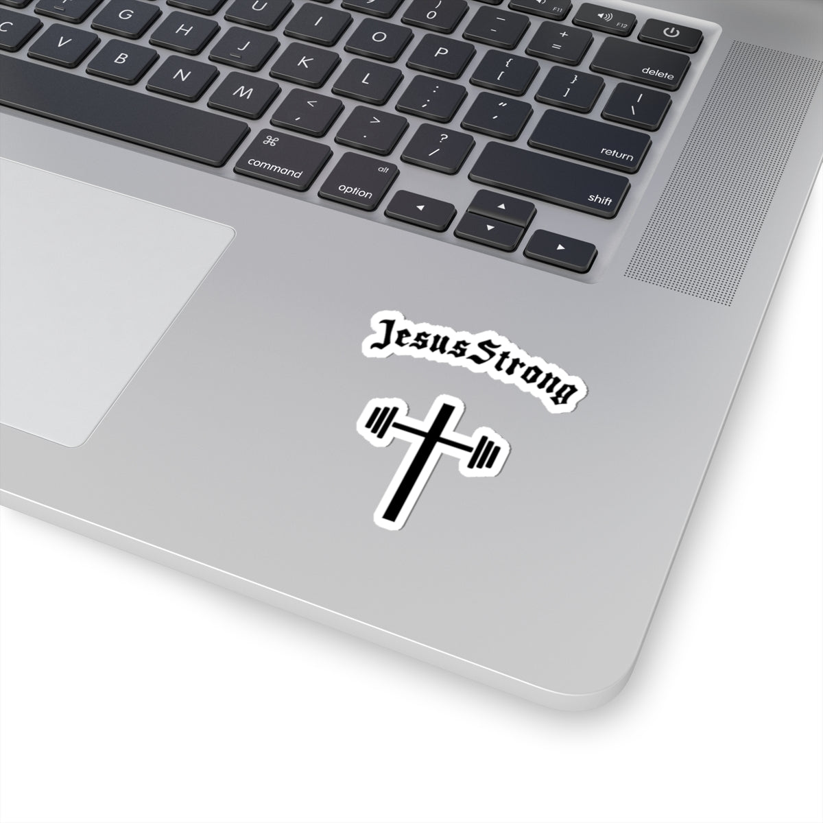 JesusStrong Cross with Barbell Sticker | Kiss-Cut Vinyl Decal