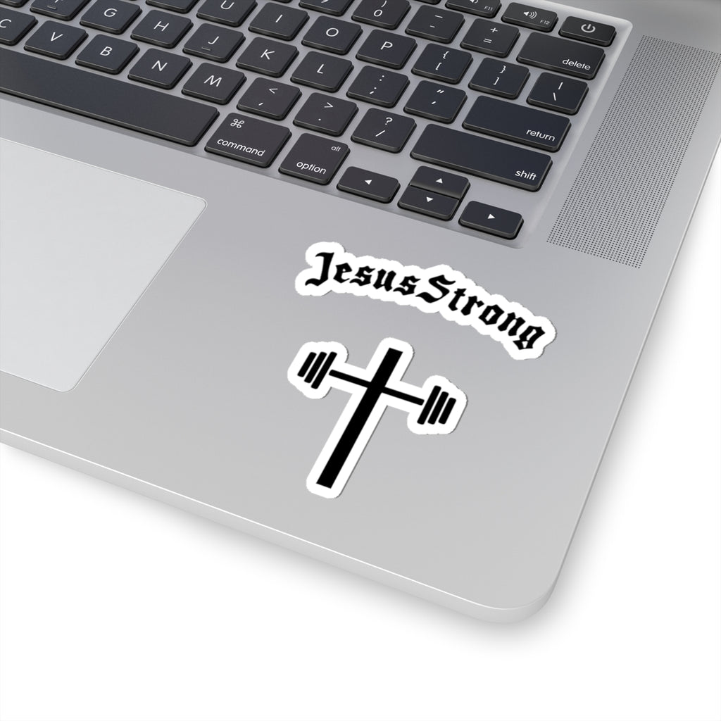 JesusStrong Cross with Barbell Sticker | Kiss-Cut Vinyl Decal