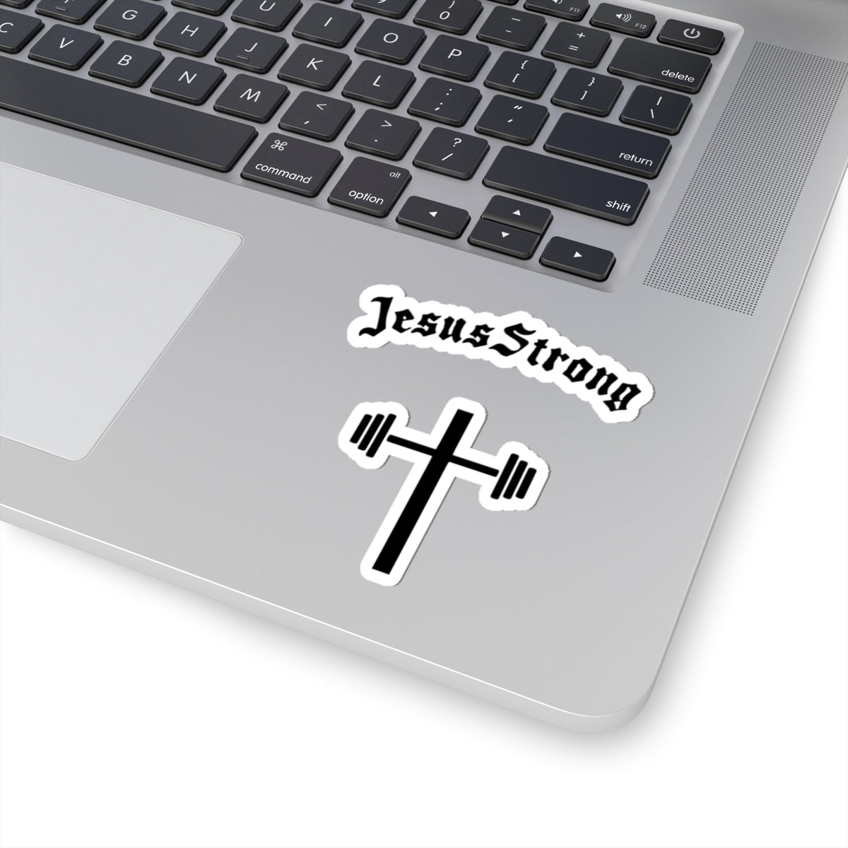 JesusStrong Cross with Barbell Sticker | Kiss-Cut Vinyl Decal