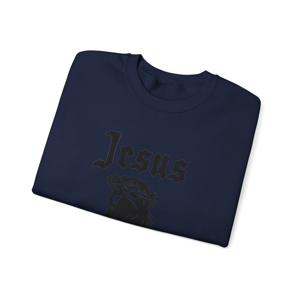 Jesus Christ Crewneck Sweatshirt — Crown of Thorns Graphic Religious Pullover