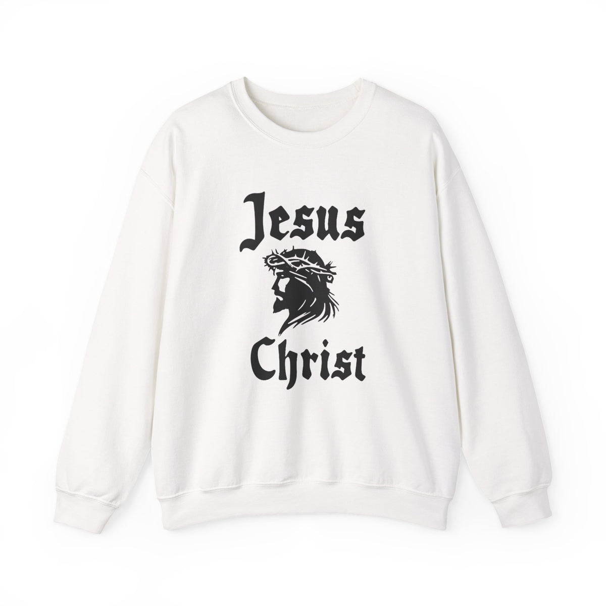 Jesus Christ Crewneck Sweatshirt — Crown of Thorns Graphic Religious Pullover