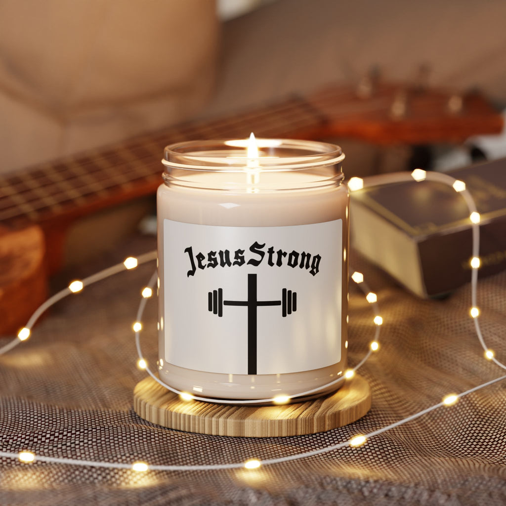 Jesus Strong Cross with Barbell Candle | Scented Soy 9oz