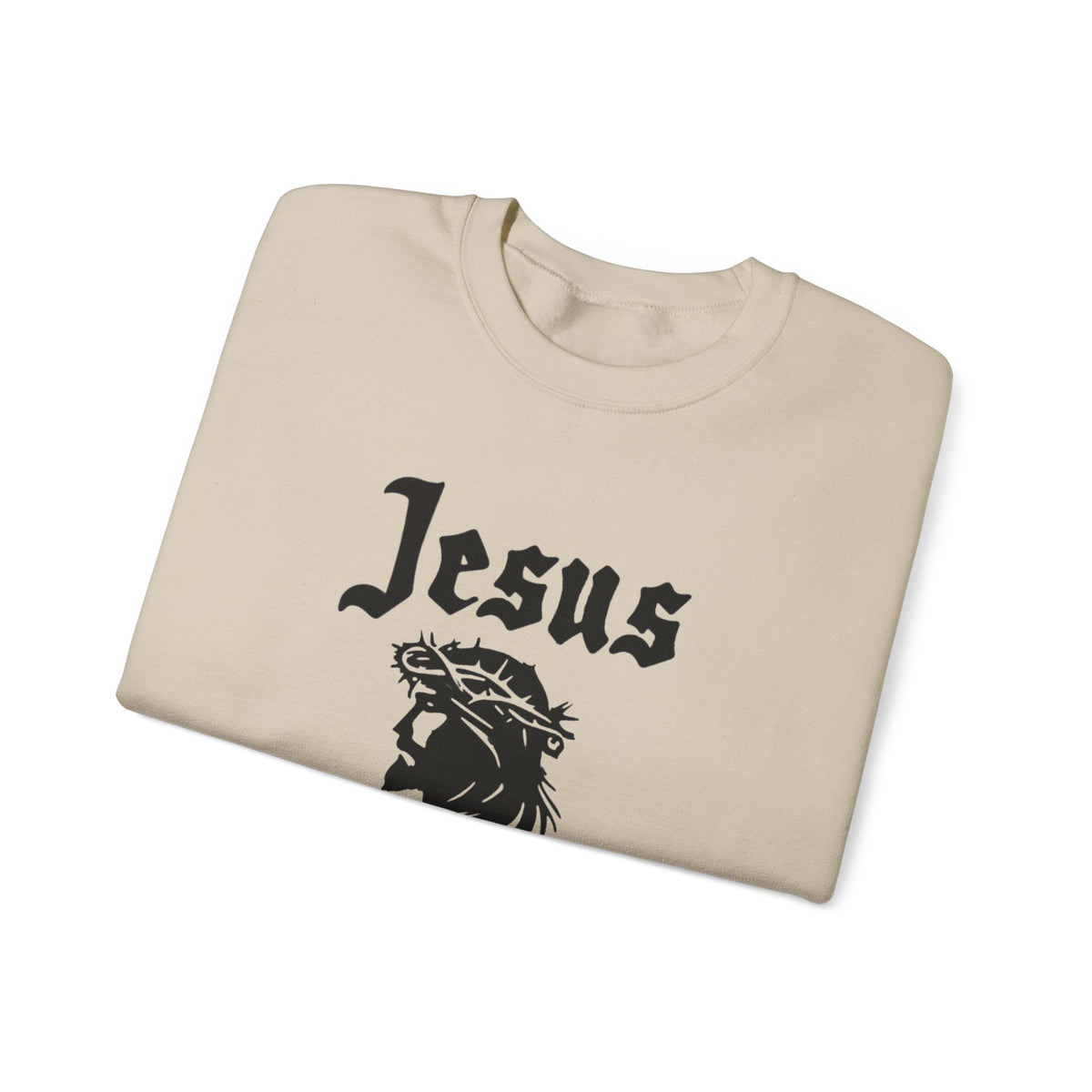 Jesus Christ Crewneck Sweatshirt — Crown of Thorns Graphic Religious Pullover