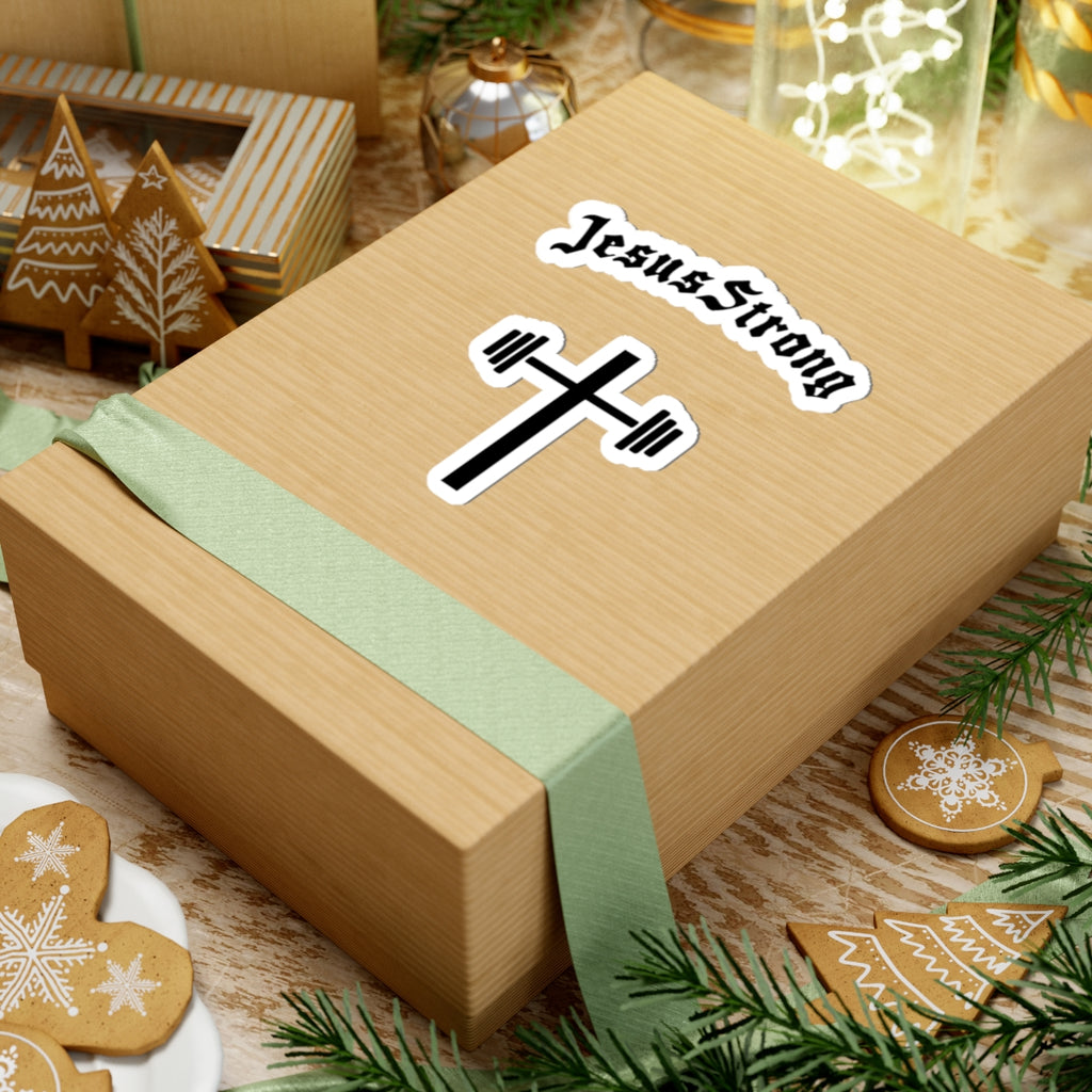 JesusStrong Cross with Barbell Sticker | Kiss-Cut Vinyl Decal