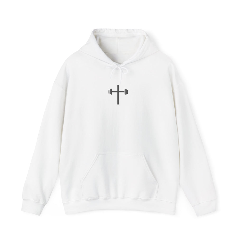 Jesus Strong Hoodie — Cross & Barbell Faith Workout Pullover