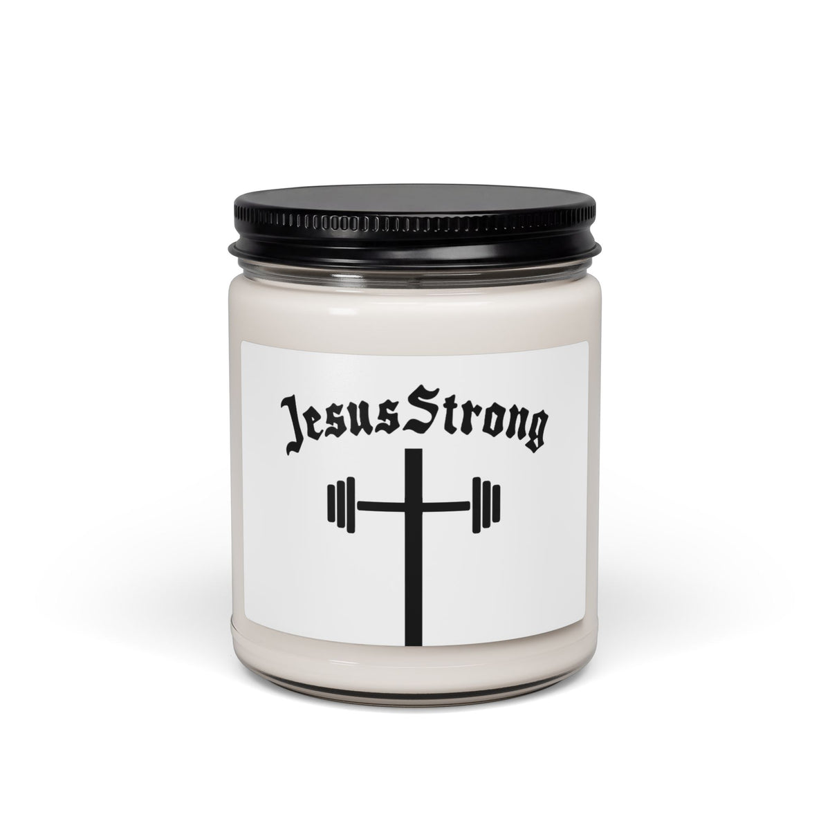Jesus Strong Cross with Barbell Candle | Scented Soy 9oz