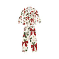 Women's Satin Pajama Set — Red Bow & Holly Christmas Print