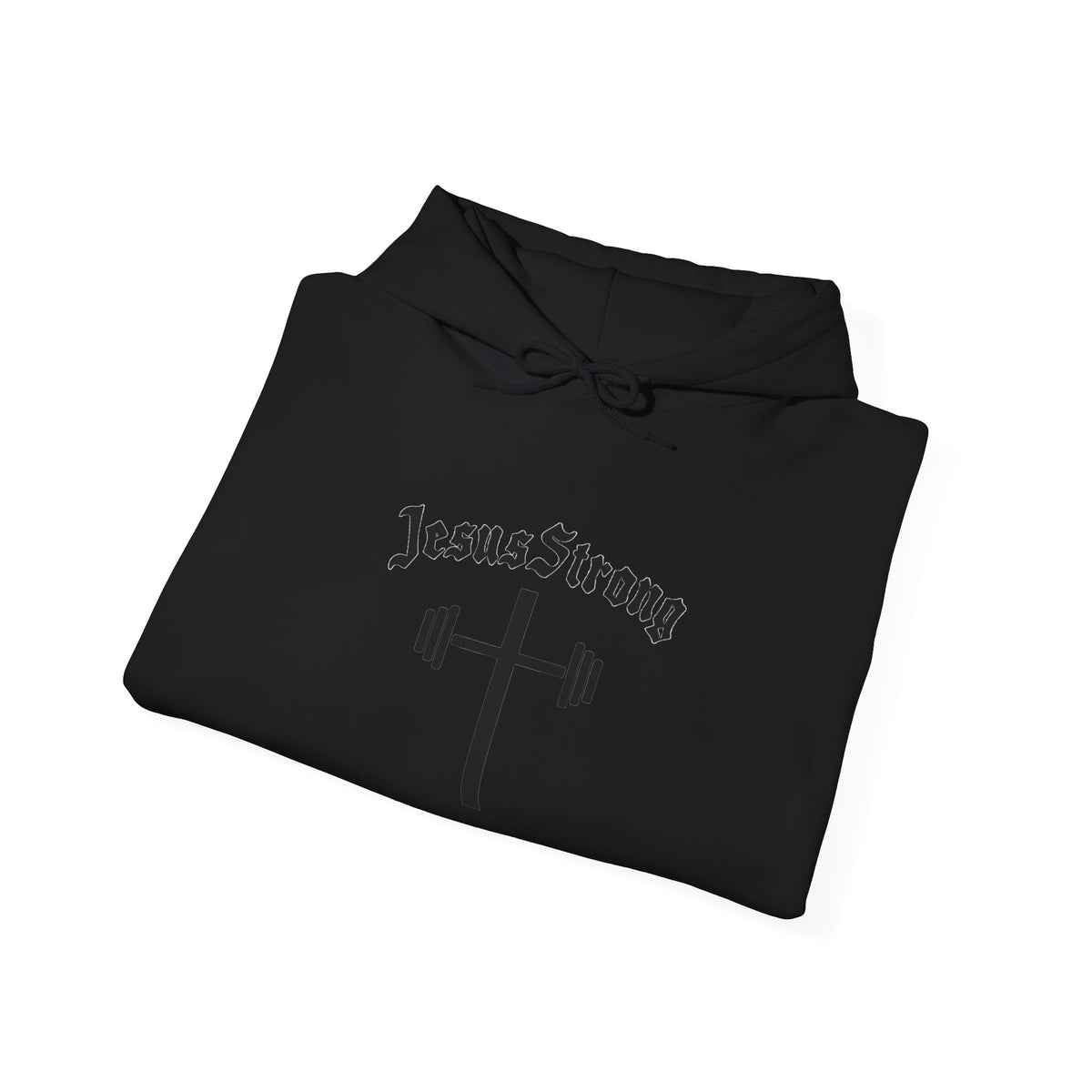 JesusStrong cross with barbell Hoodie | Christian faith workout sweatshirt