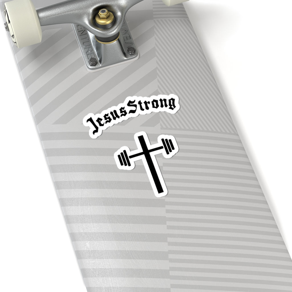 JesusStrong Cross with Barbell Sticker | Kiss-Cut Vinyl Decal
