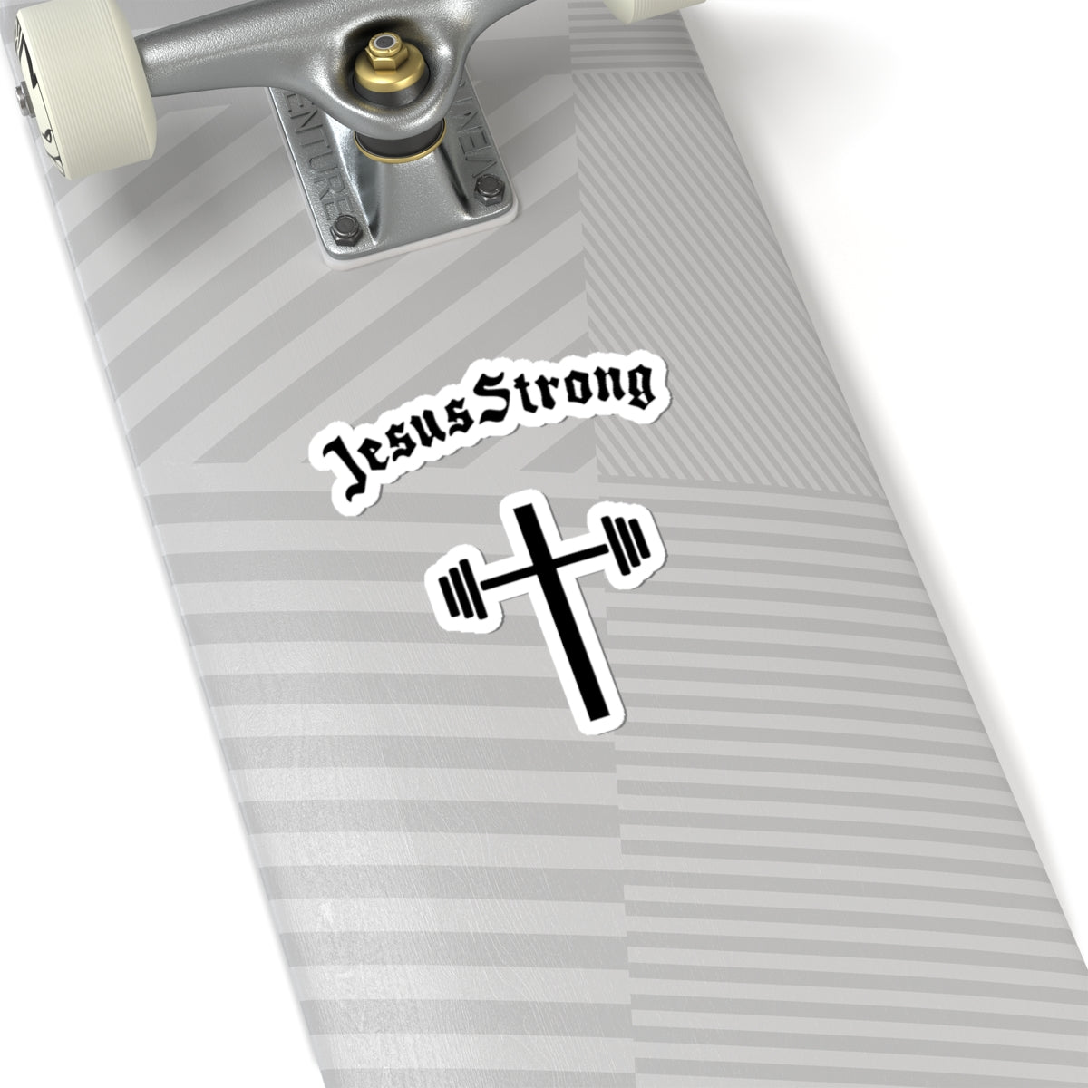 JesusStrong Cross with Barbell Sticker | Kiss-Cut Vinyl Decal