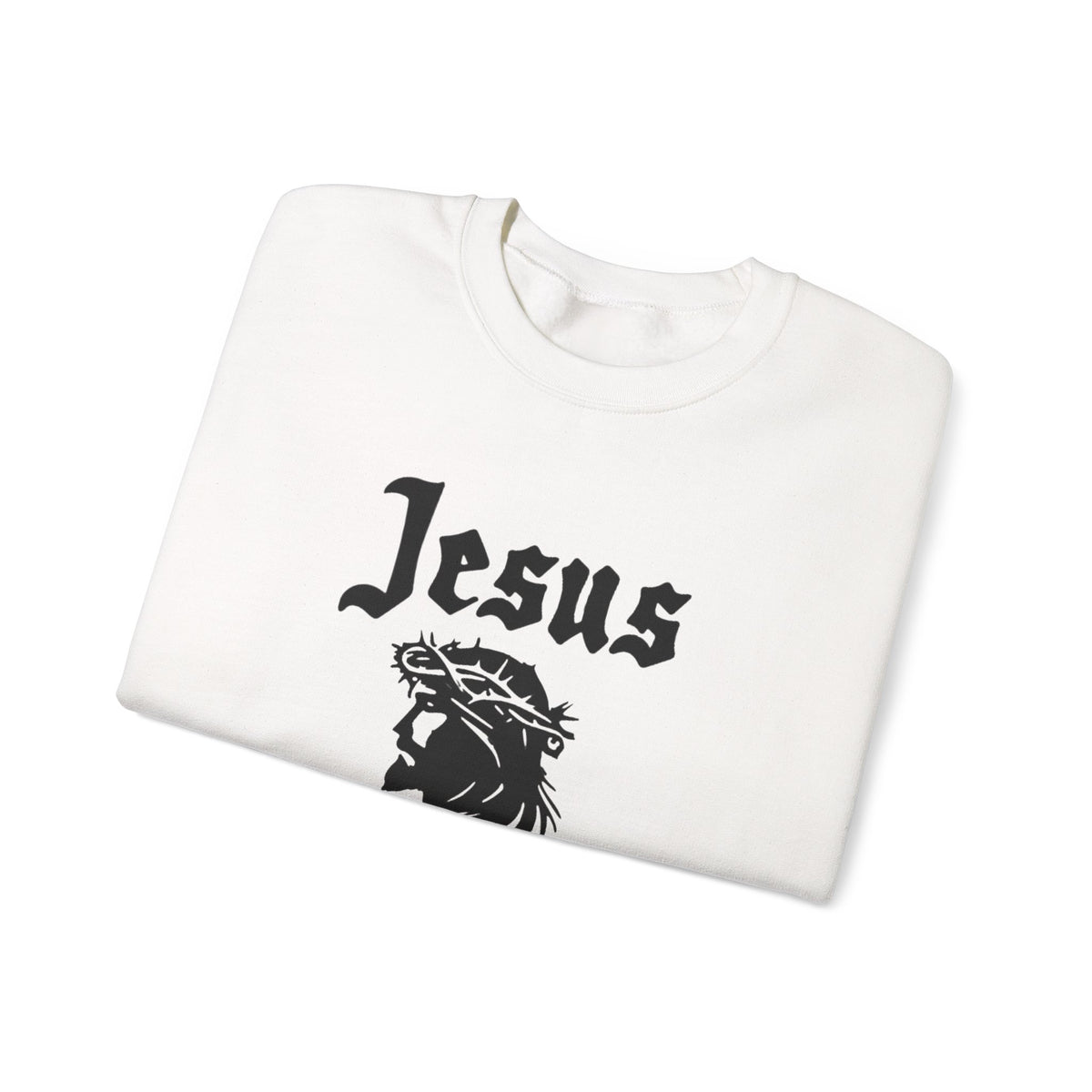 Jesus Christ Crewneck Sweatshirt — Crown of Thorns Graphic Religious Pullover