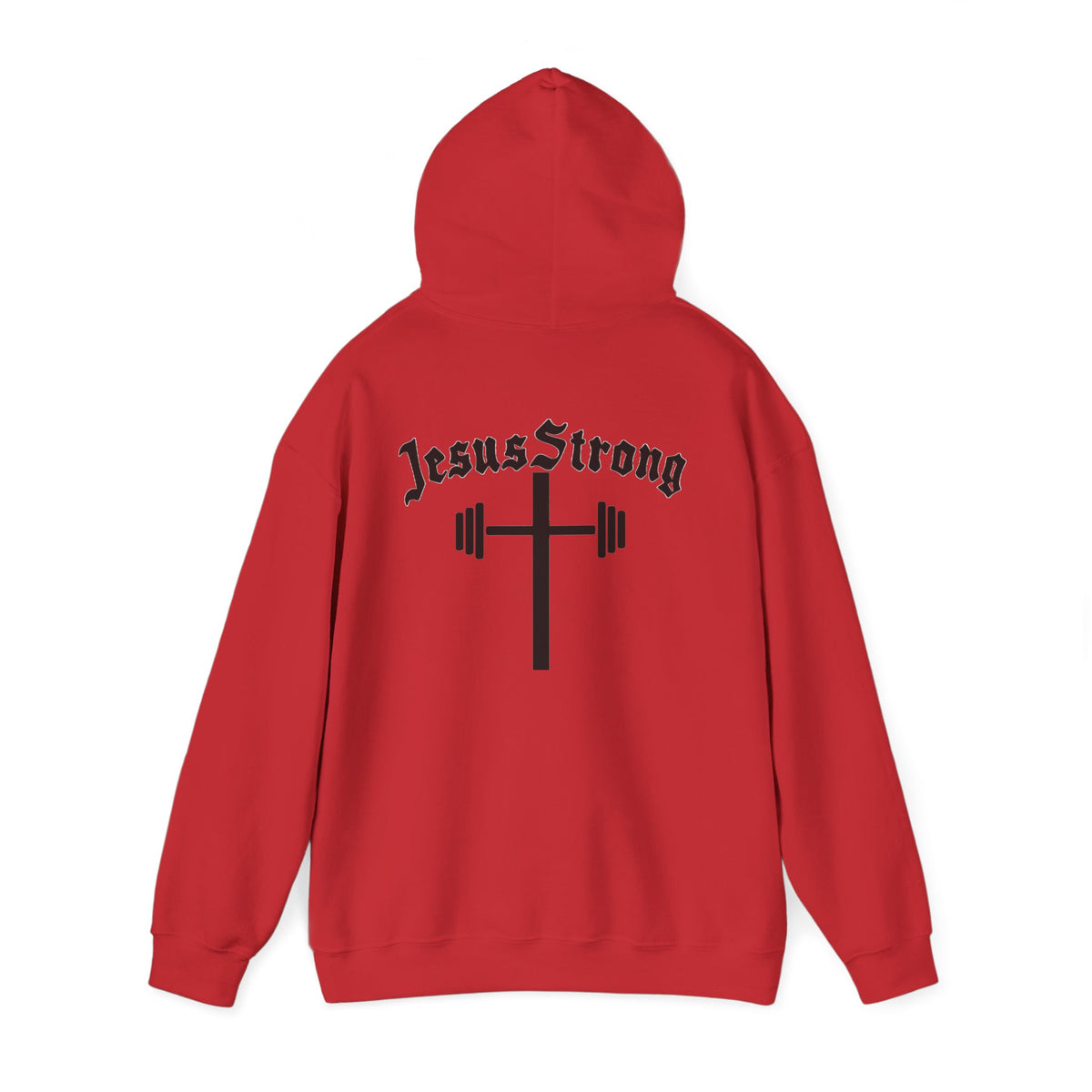 Jesus Strong Hoodie — Cross & Barbell Faith Workout Pullover