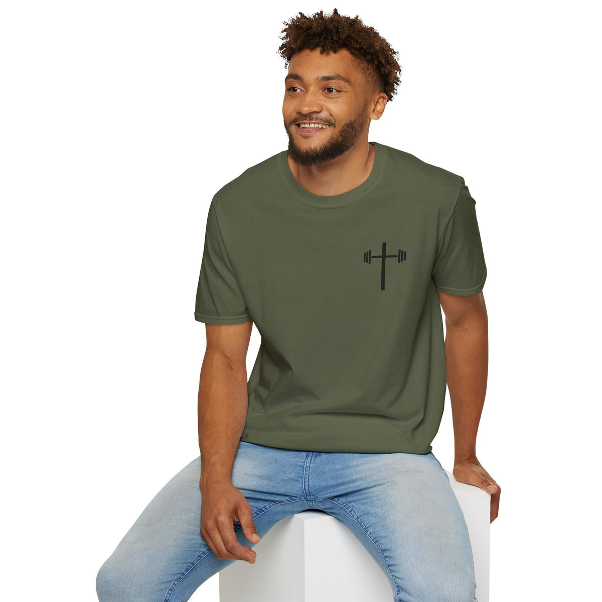 Jesus Strong Cross Barbell T-Shirt