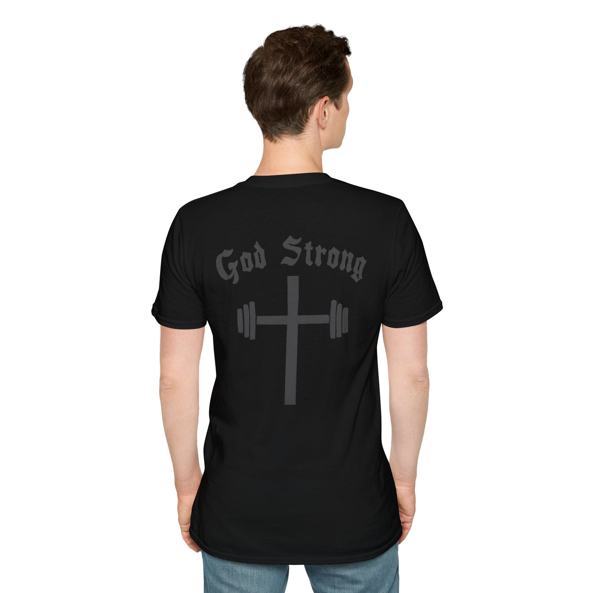 God Strong Cross Weightlifting T-Shirt