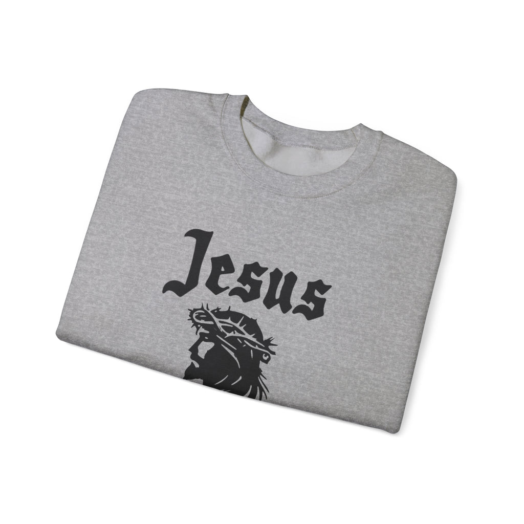 Jesus Christ Crewneck Sweatshirt — Crown of Thorns Graphic Religious Pullover