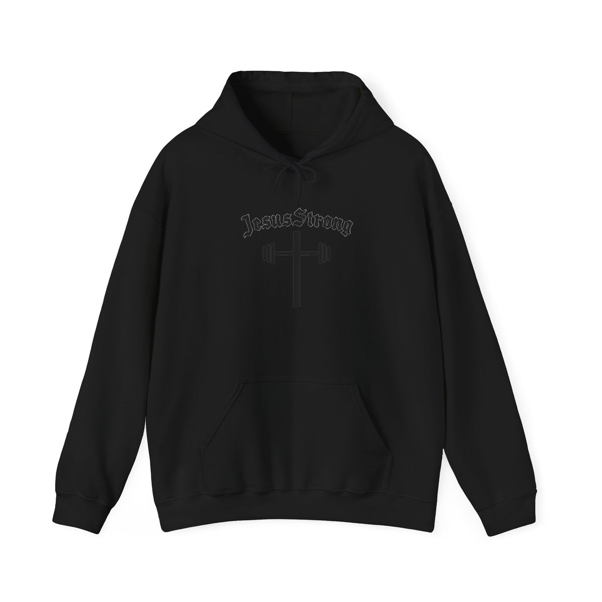 JesusStrong cross with barbell Hoodie | Christian faith workout sweatshirt