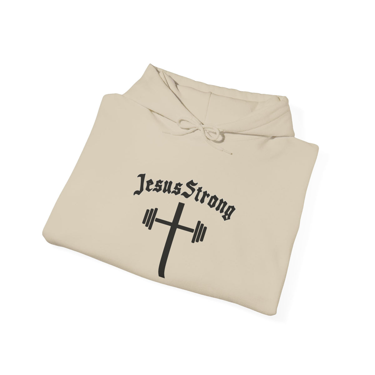 JesusStrong cross with barbell Hoodie | Christian faith workout sweatshirt