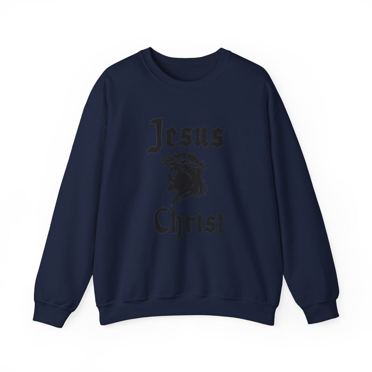 Jesus Christ Crewneck Sweatshirt — Crown of Thorns Graphic Religious Pullover