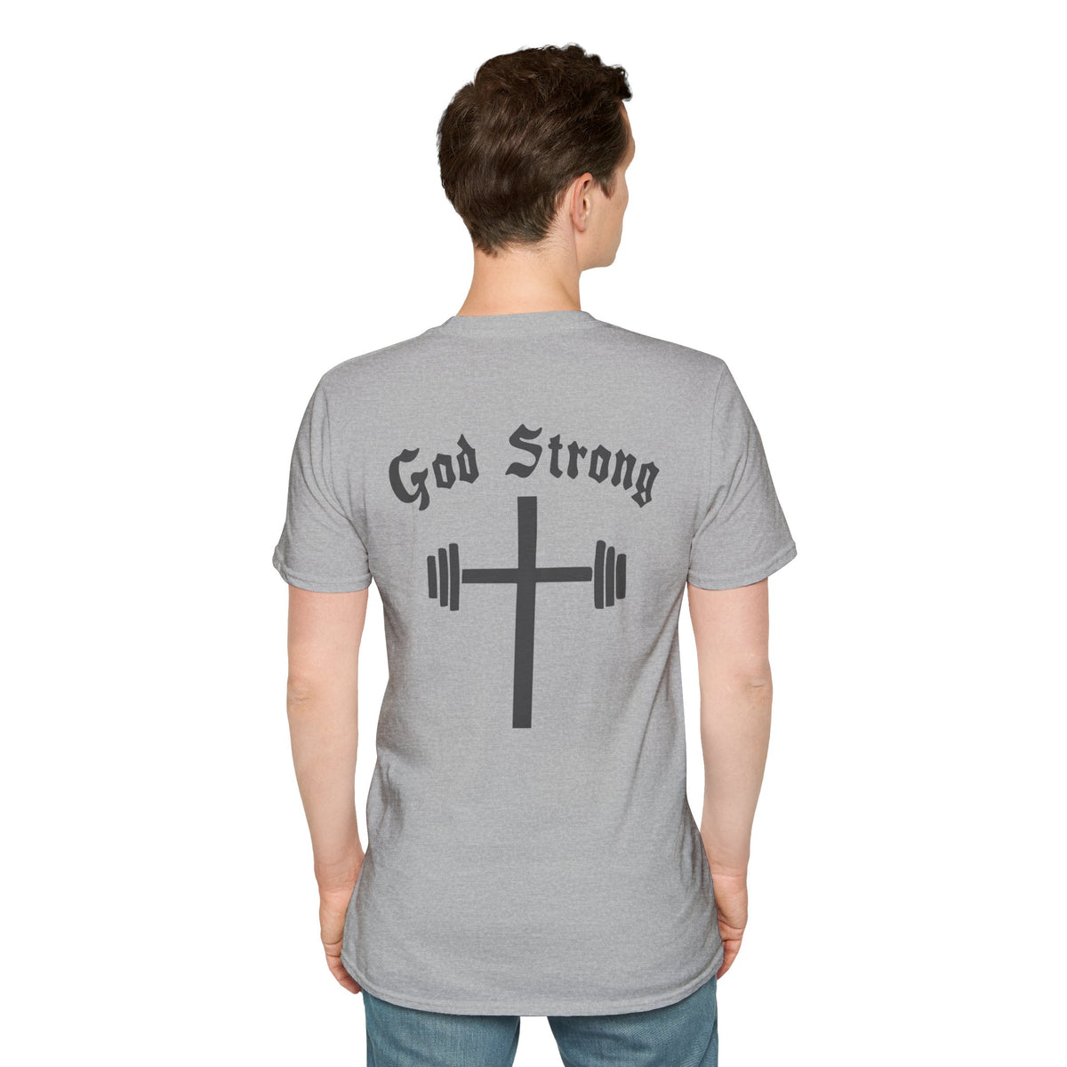 God Strong Cross Weightlifting T-Shirt