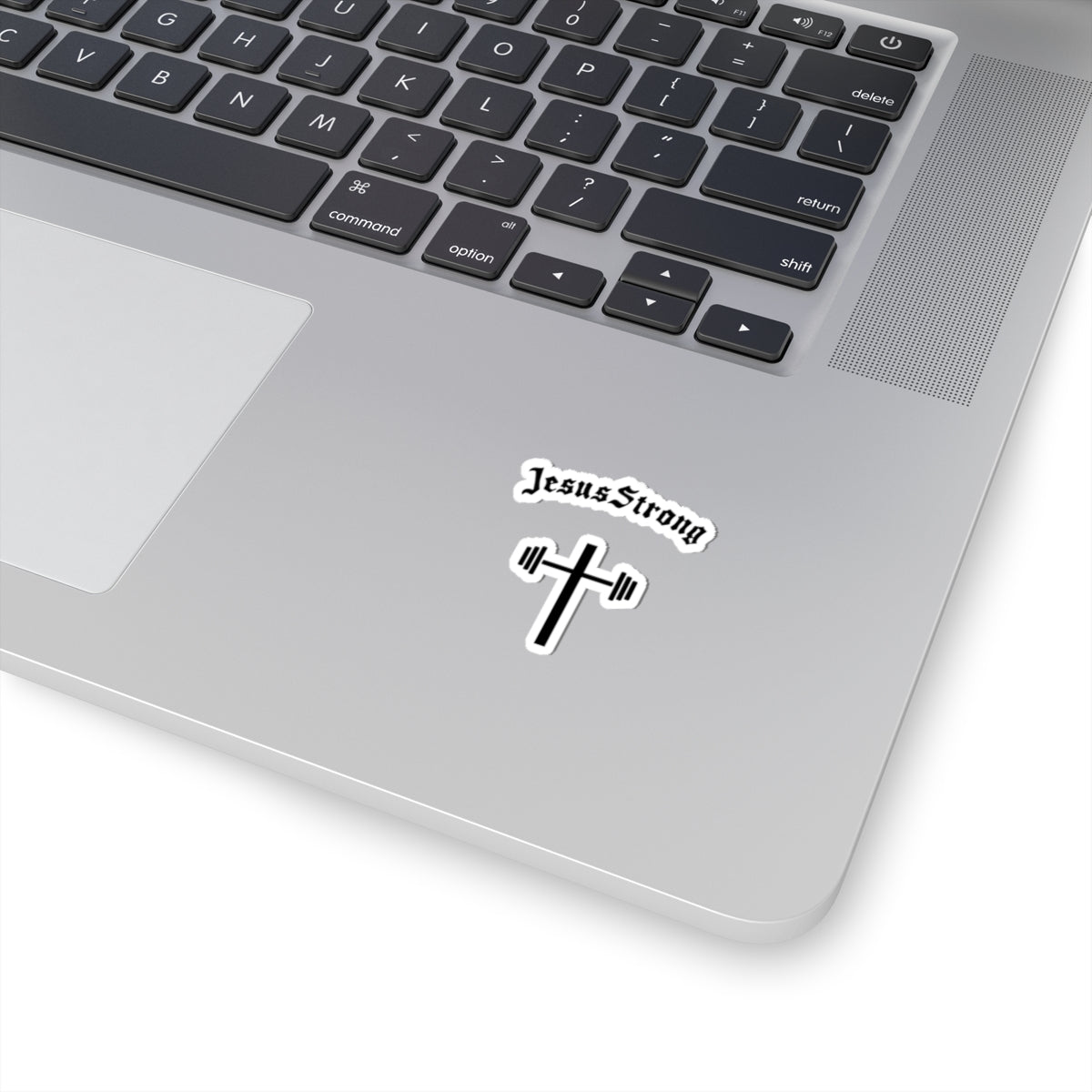 JesusStrong Cross with Barbell Sticker | Kiss-Cut Vinyl Decal