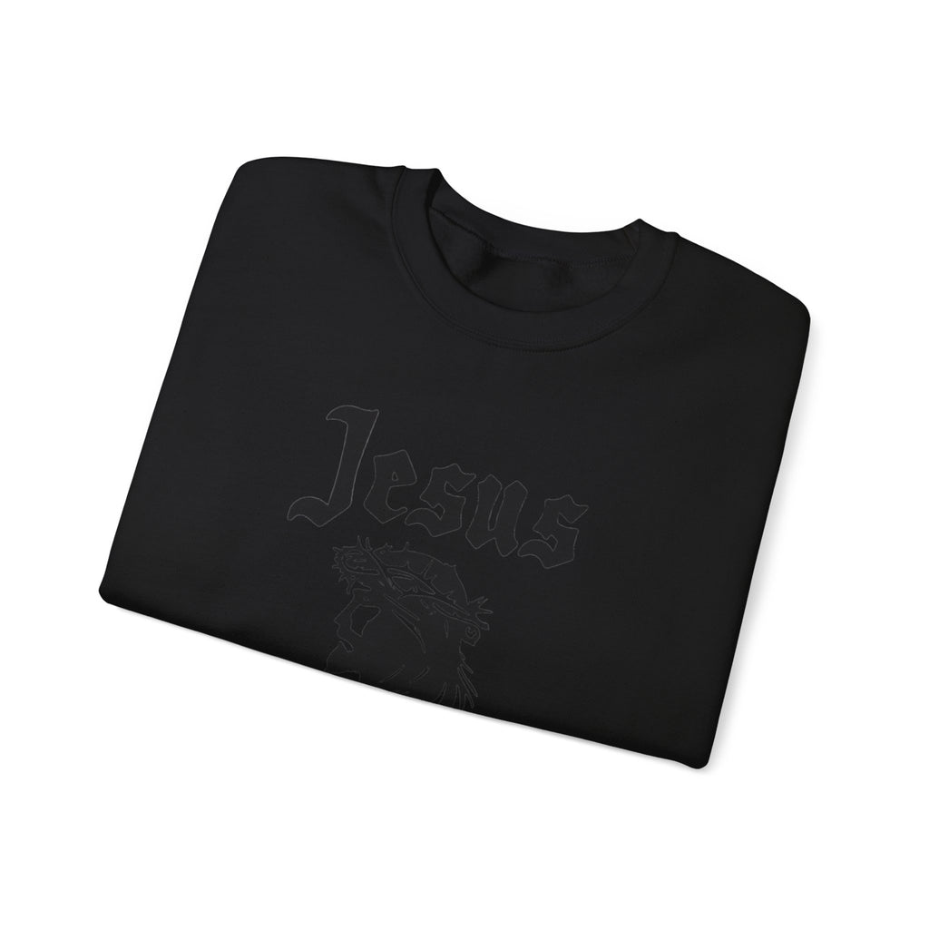 Jesus Christ Crewneck Sweatshirt — Crown of Thorns Graphic Religious Pullover