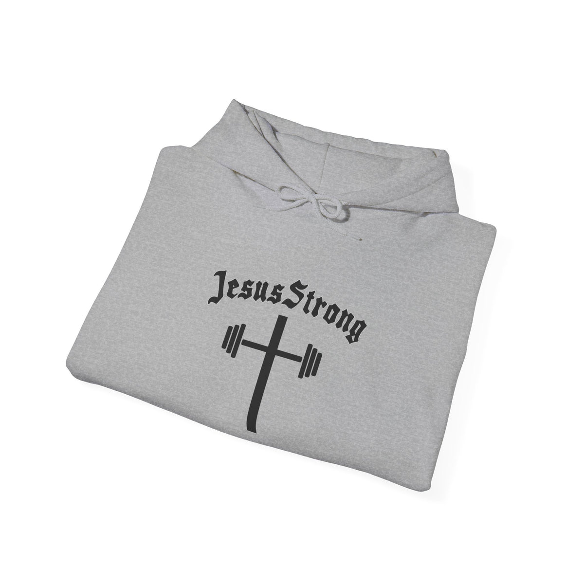 JesusStrong cross with barbell Hoodie | Christian faith workout sweatshirt